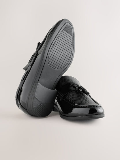 Black Patent Tassel Standard Fit (F) Smart Loafers image 3