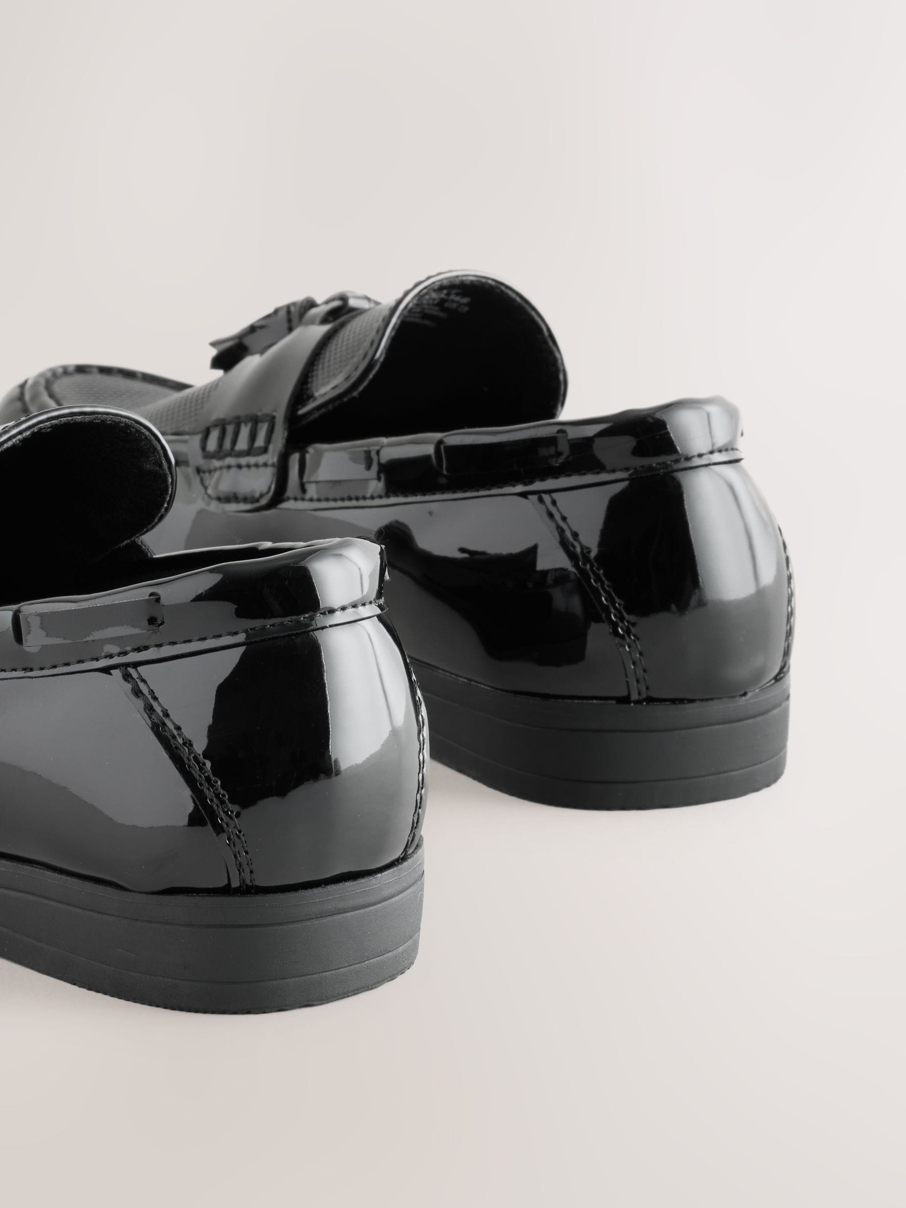 Black Patent Tassel Standard Fit (F) Smart Loafers image 4