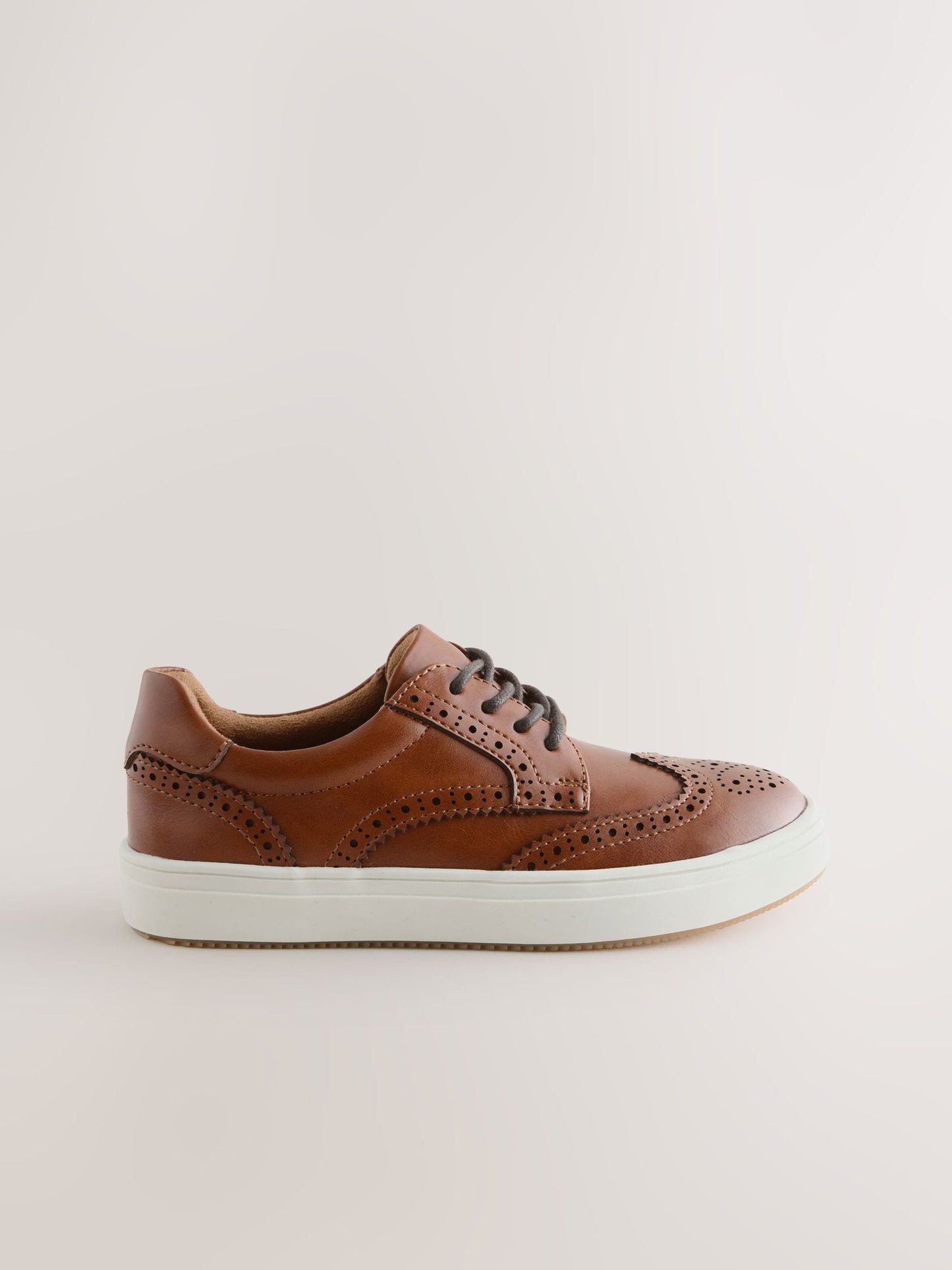 Tan Brown Standard Fit (F) Lace-Up Brogue Shoes image 2