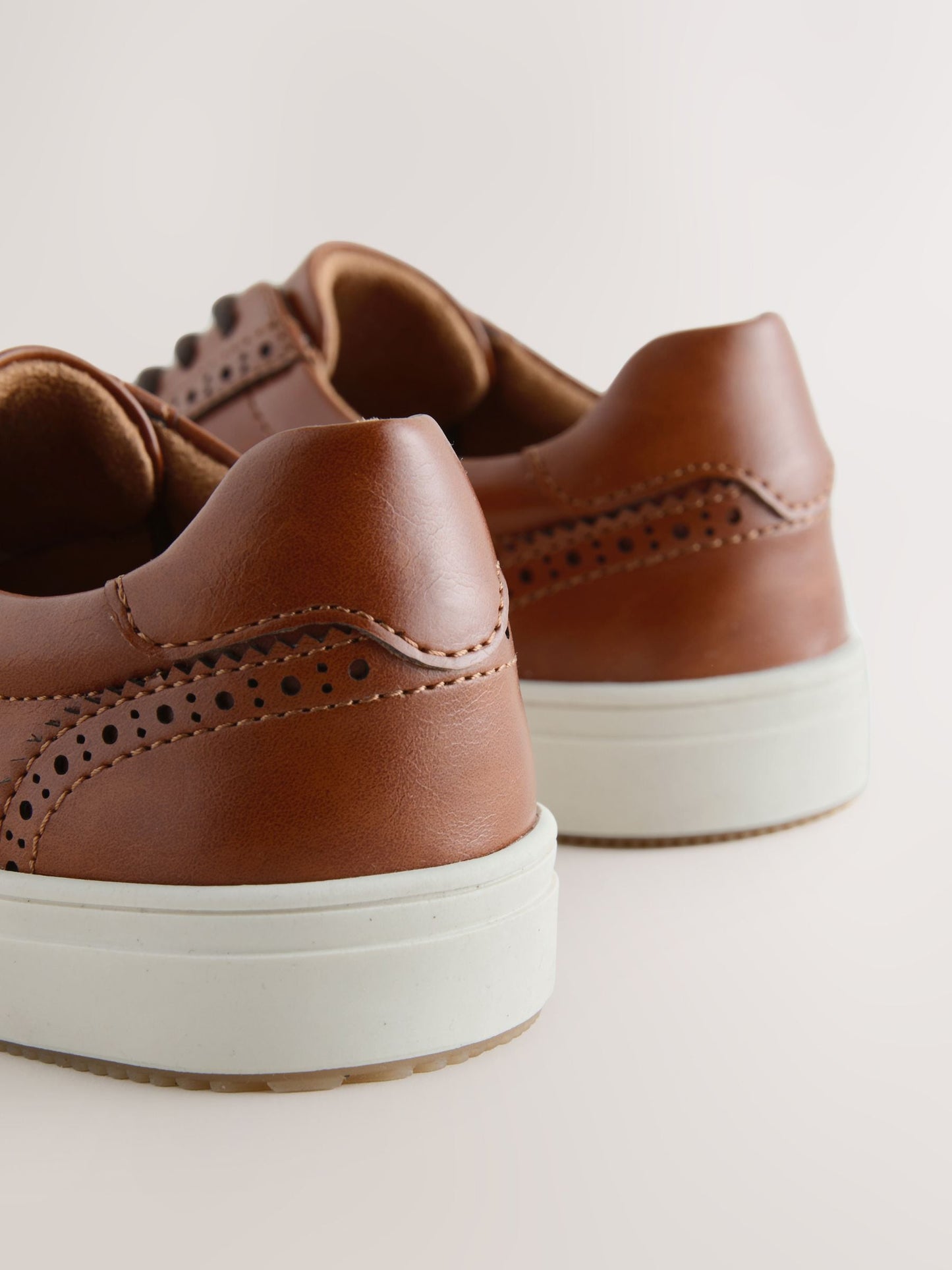 Tan Brown Standard Fit (F) Lace-Up Brogue Shoes image 3