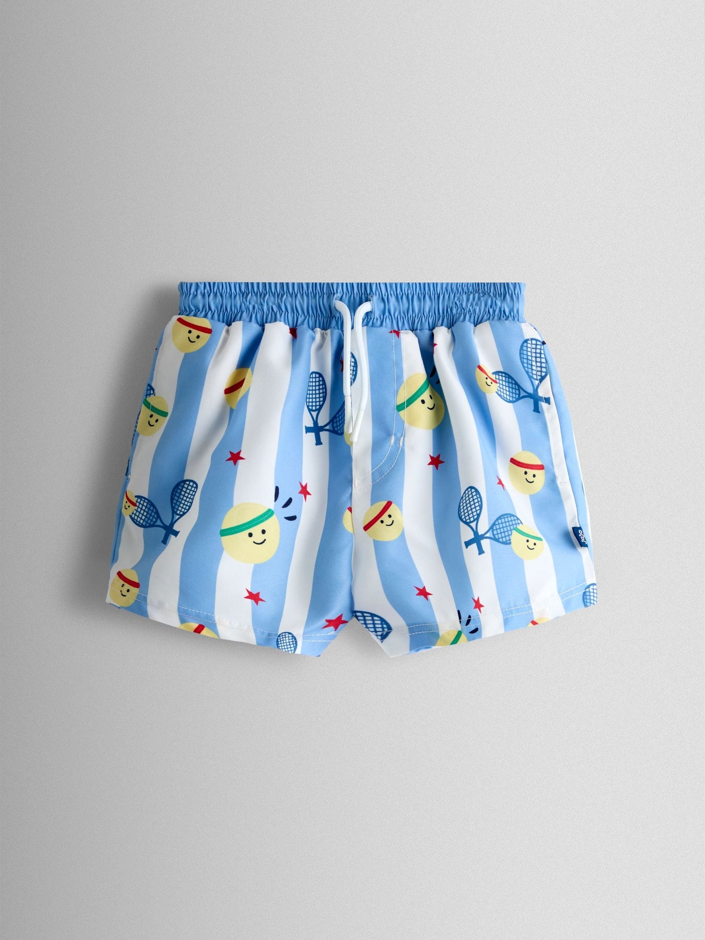 JoJo Maman Bébé Blue Tennis Stripe Swim Shorts image 2