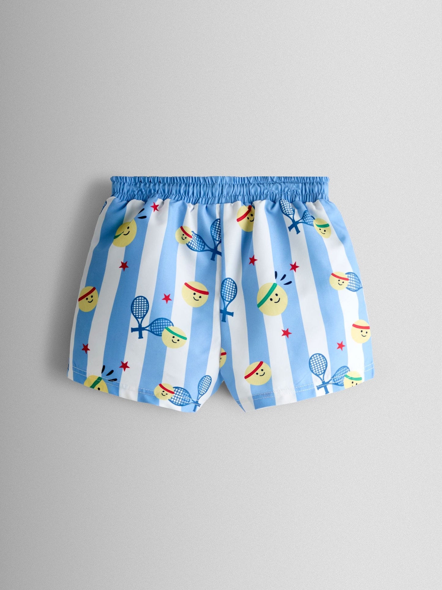 JoJo Maman Bébé Blue Tennis Stripe Swim Shorts image 3