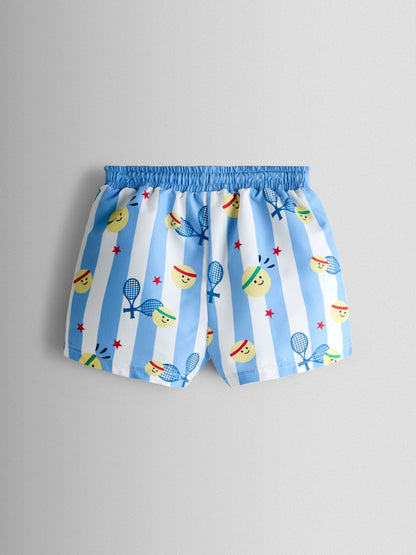 JoJo Maman Bébé Blue Tennis Stripe Swim Shorts image 3