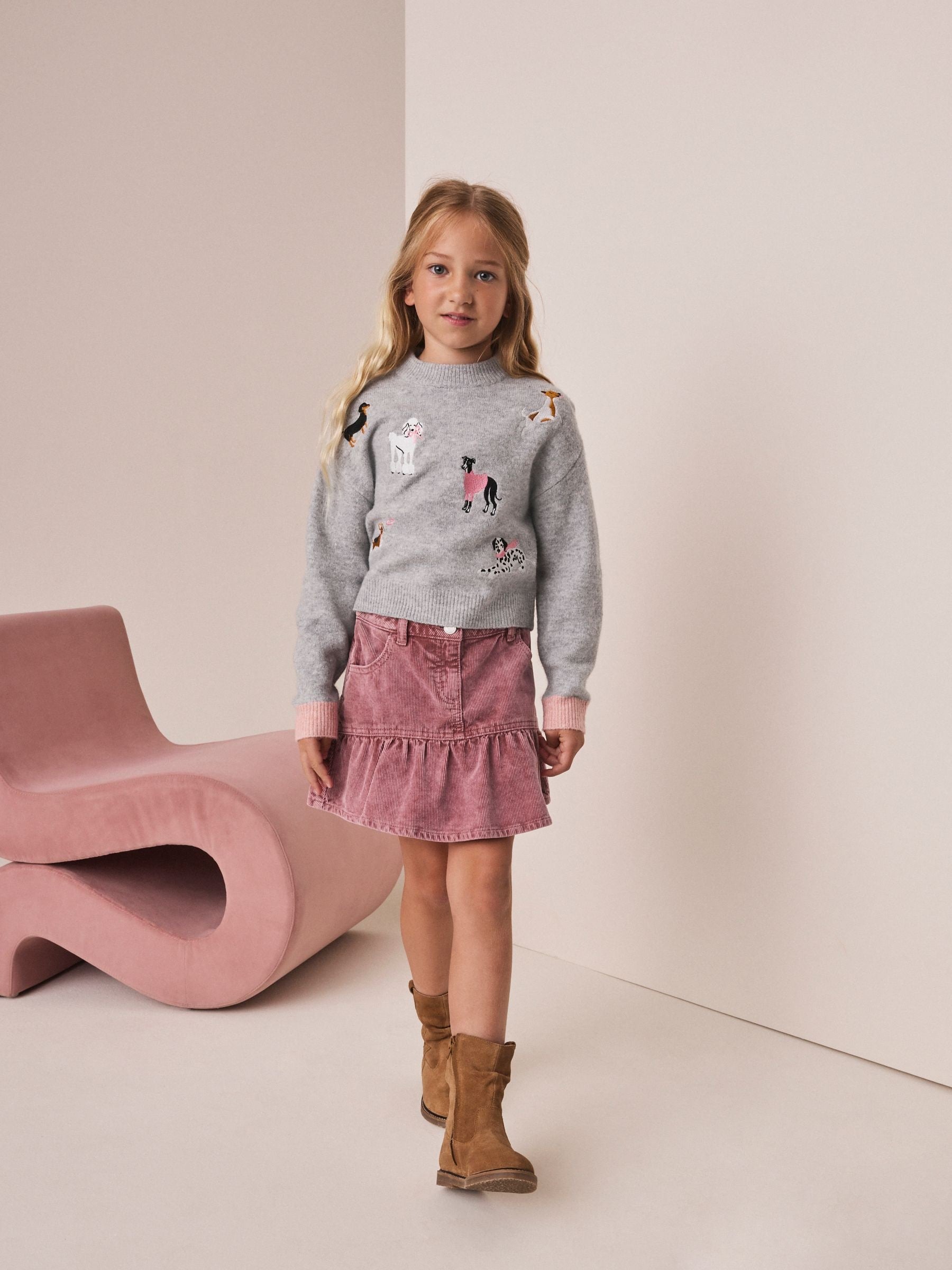 Dsiney Kidz - Pink Cord Frill Hem Skirt (3-16yrs) image 1
