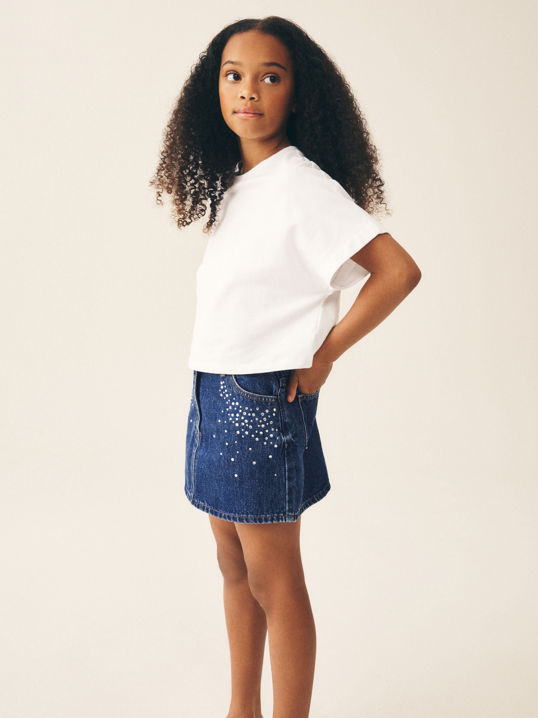 Dsiney Kidz - Diamante Detail Mid Blue Denim Skirt (3-16yrs) image 3