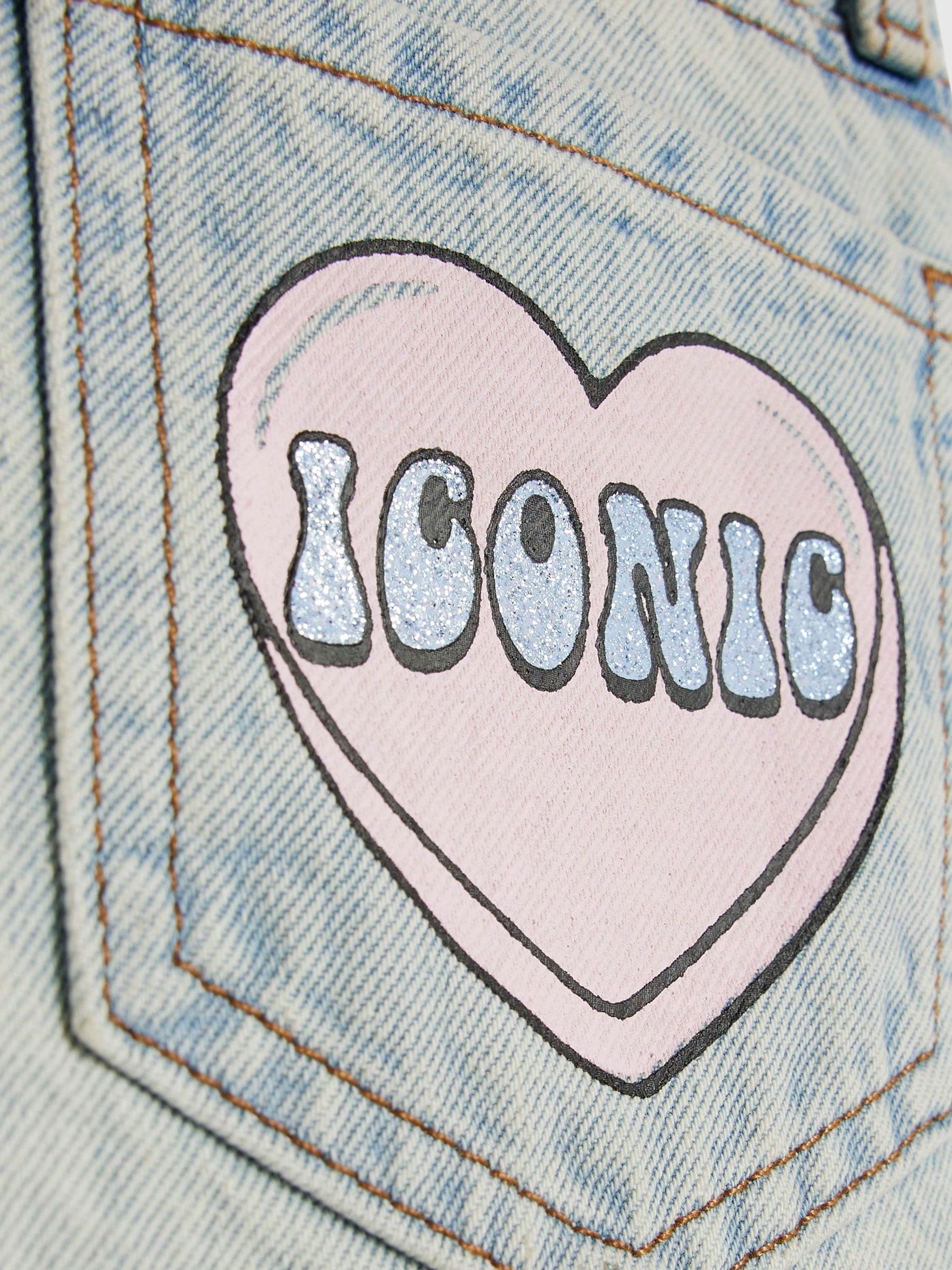 Dsiney Kidz - River Island Blue Loveheart Graffiti Straight Leg Jeans image 4