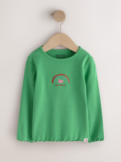 Dsiney Kidz - Ecru Rainbow Horse Long Sleeve Ribbed Tops 5 Pack (3mths-7yrs) image 3