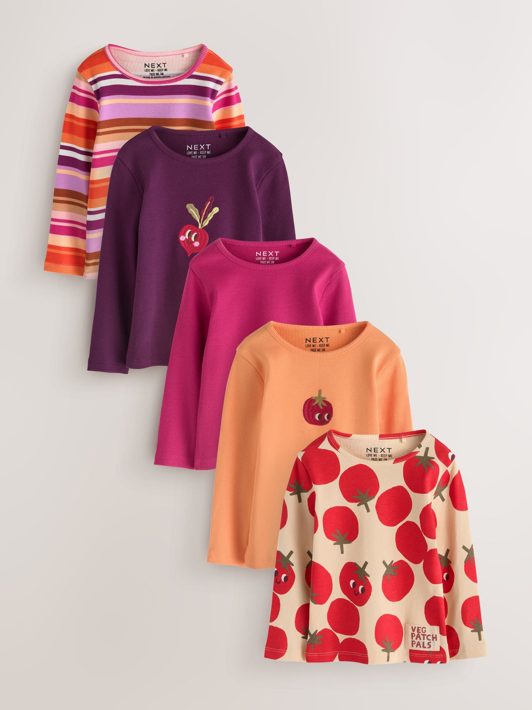 Dsiney Kidz - Burgundy Long Sleeve Ribbed Tops 5 Pack (3mths-7yrs) image 1