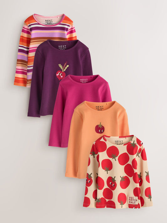 Dsiney Kidz - Burgundy Long Sleeve Ribbed Tops 5 Pack (3mths-7yrs) image 1