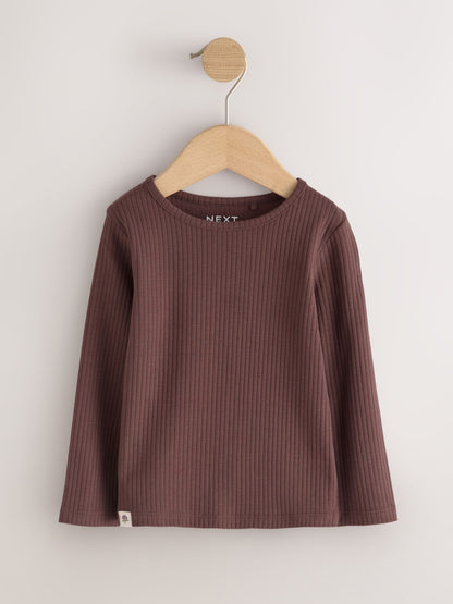 Dsiney Kidz - Neutral Long Sleeve Ribbed Tops 5 Pack (3mths-7yrs) image 4