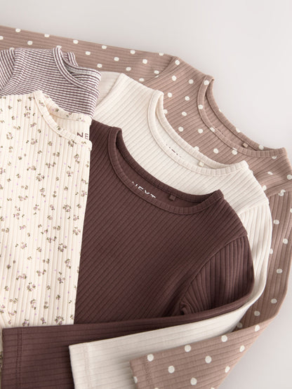 Dsiney Kidz - Neutral Long Sleeve Ribbed Tops 5 Pack (3mths-7yrs) image 9
