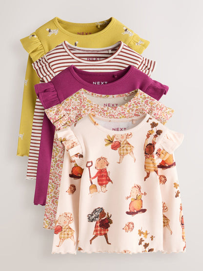 Dsiney Kidz - Berry Autumn Fairies Long Sleeve Ribbed Tops 5 Pack (3mths-7yrs) image 1