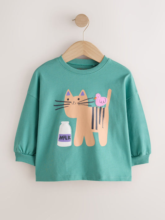 Dsiney Kidz - Green Duck Character Long Sleeve T Shirts 4 Pack (3mths-7yrs) image 2