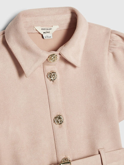 River Island Pink Suedette Prom Dress image 4