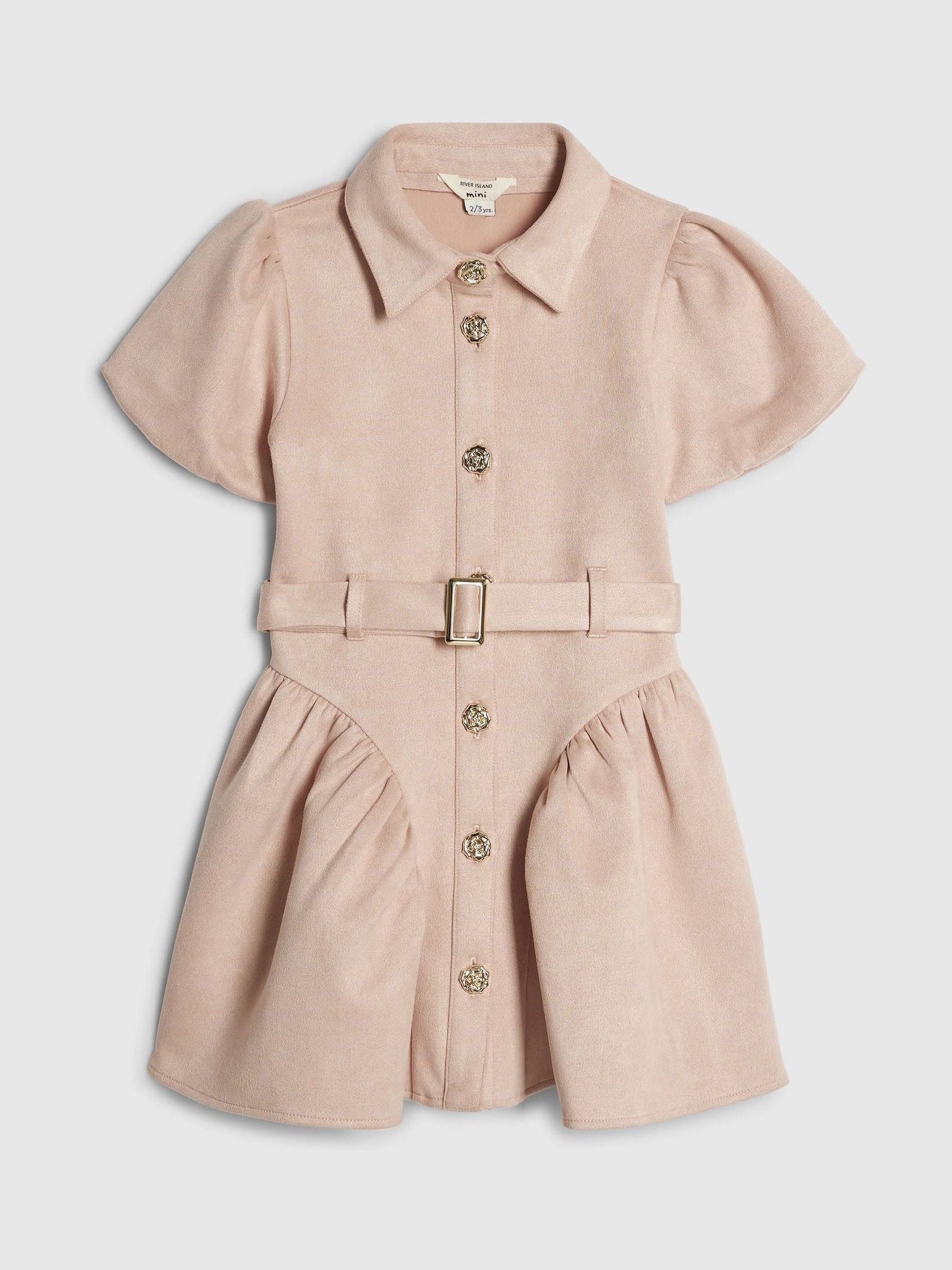 River Island Pink Suedette Prom Dress image 1