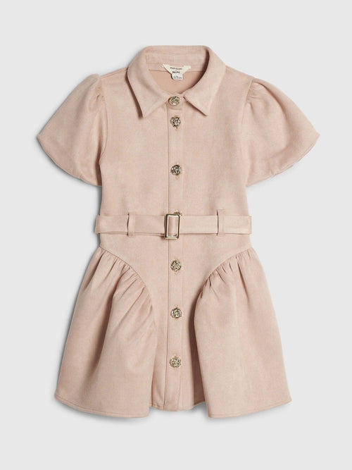 River Island Pink Suedette Prom Dress image 1