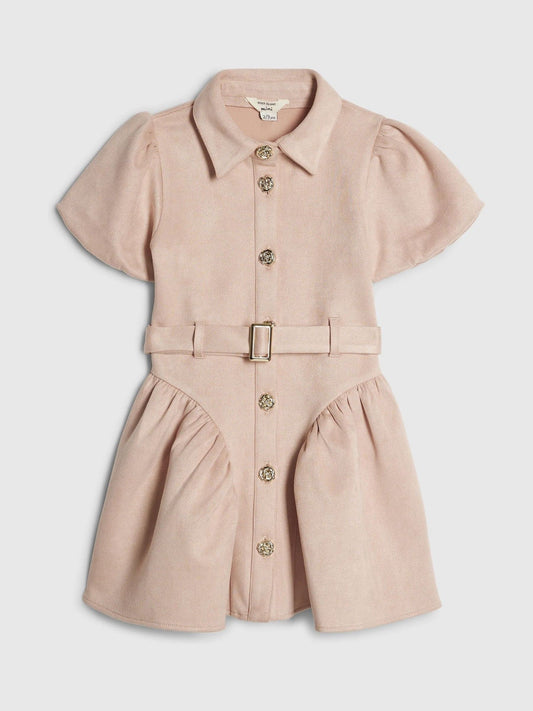 River Island Pink Suedette Prom Dress image 1