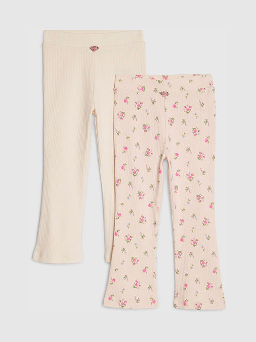 River Island Pink Ribbed Floral Kickflare Leggings 2 Pack image 1