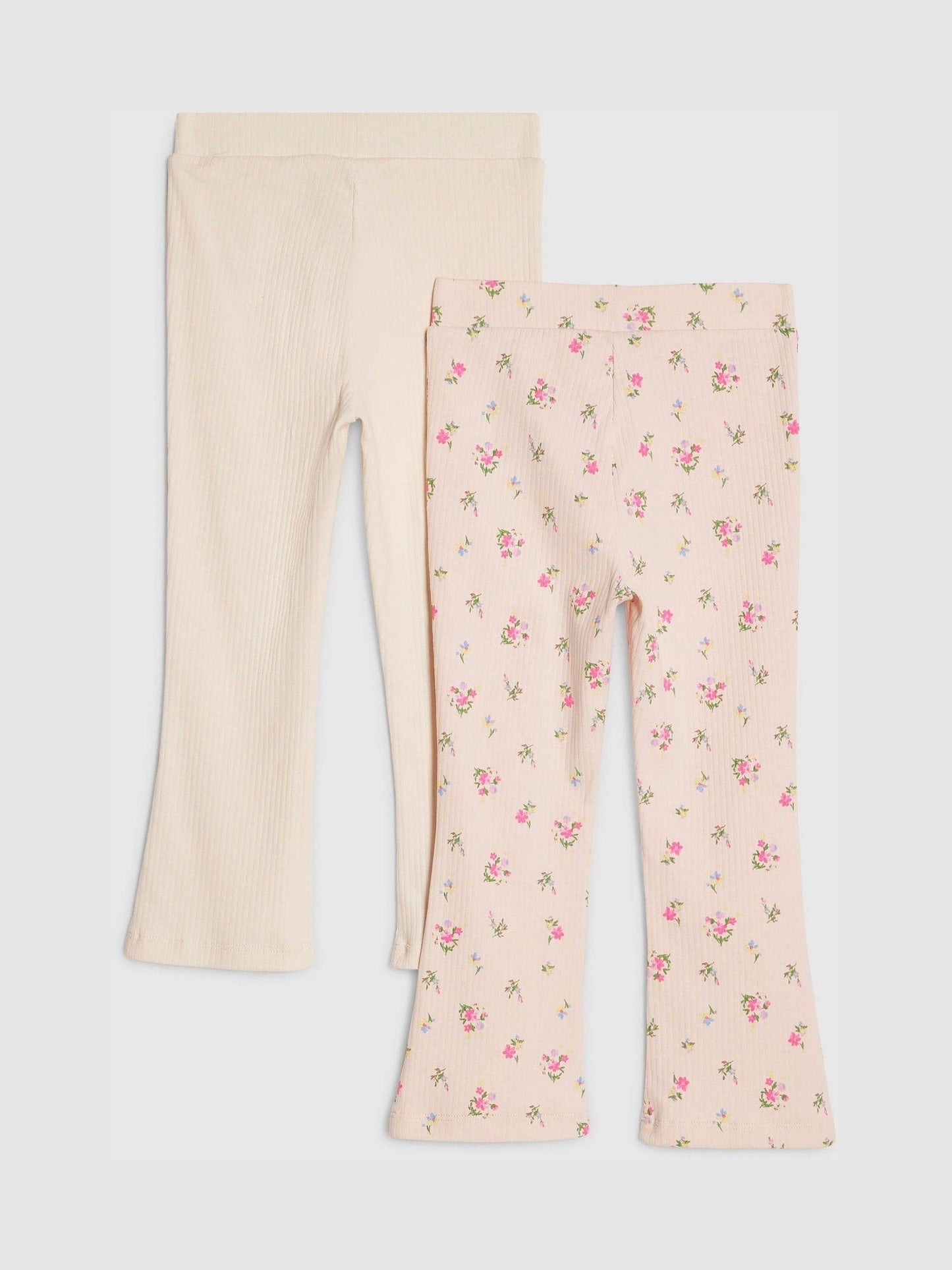 River Island Pink Ribbed Floral Kickflare Leggings 2 Pack image 2