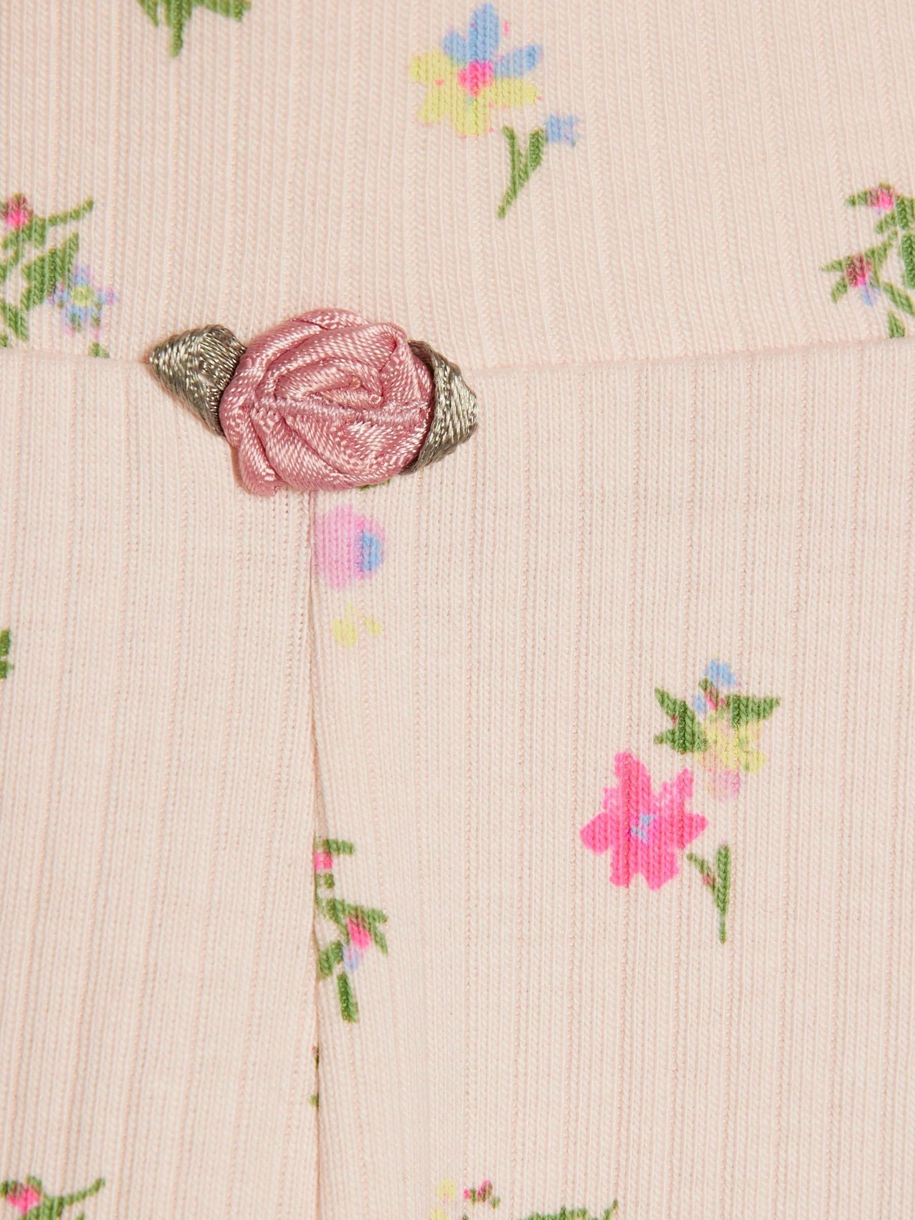 River Island Pink Ribbed Floral Kickflare Leggings 2 Pack image 4