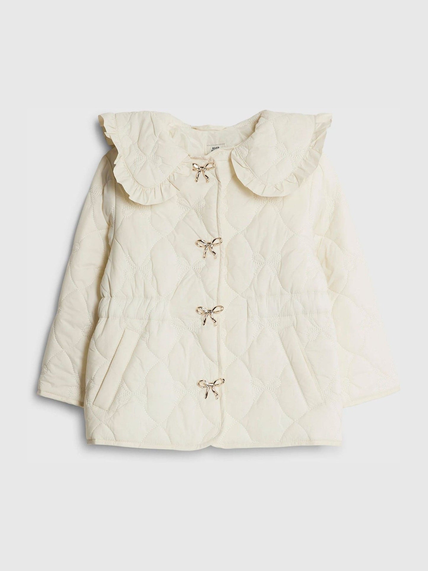 River Island Cream Quilted Padded Collared Jacket image 1