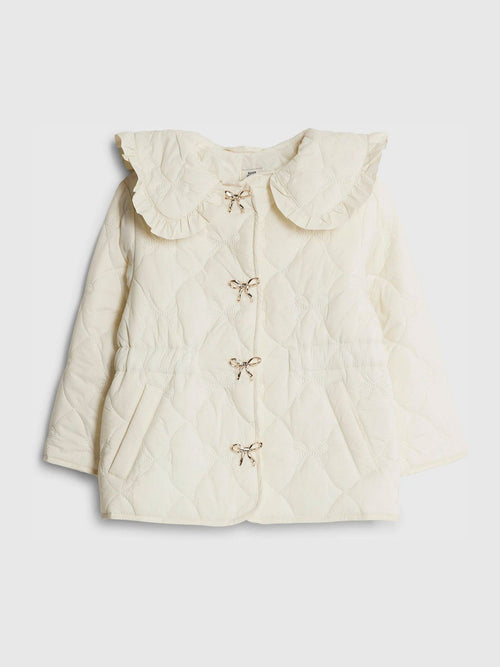 River Island Cream Quilted Padded Collared Jacket image 1