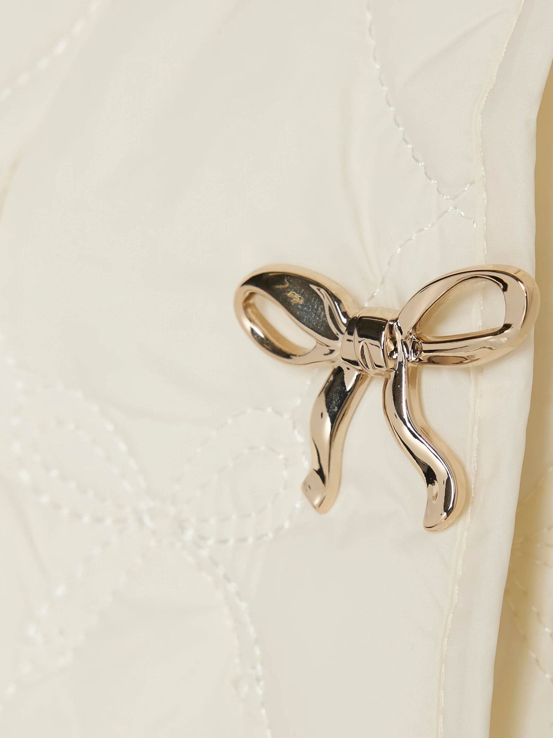 River Island Cream Quilted Padded Collared Jacket image 3