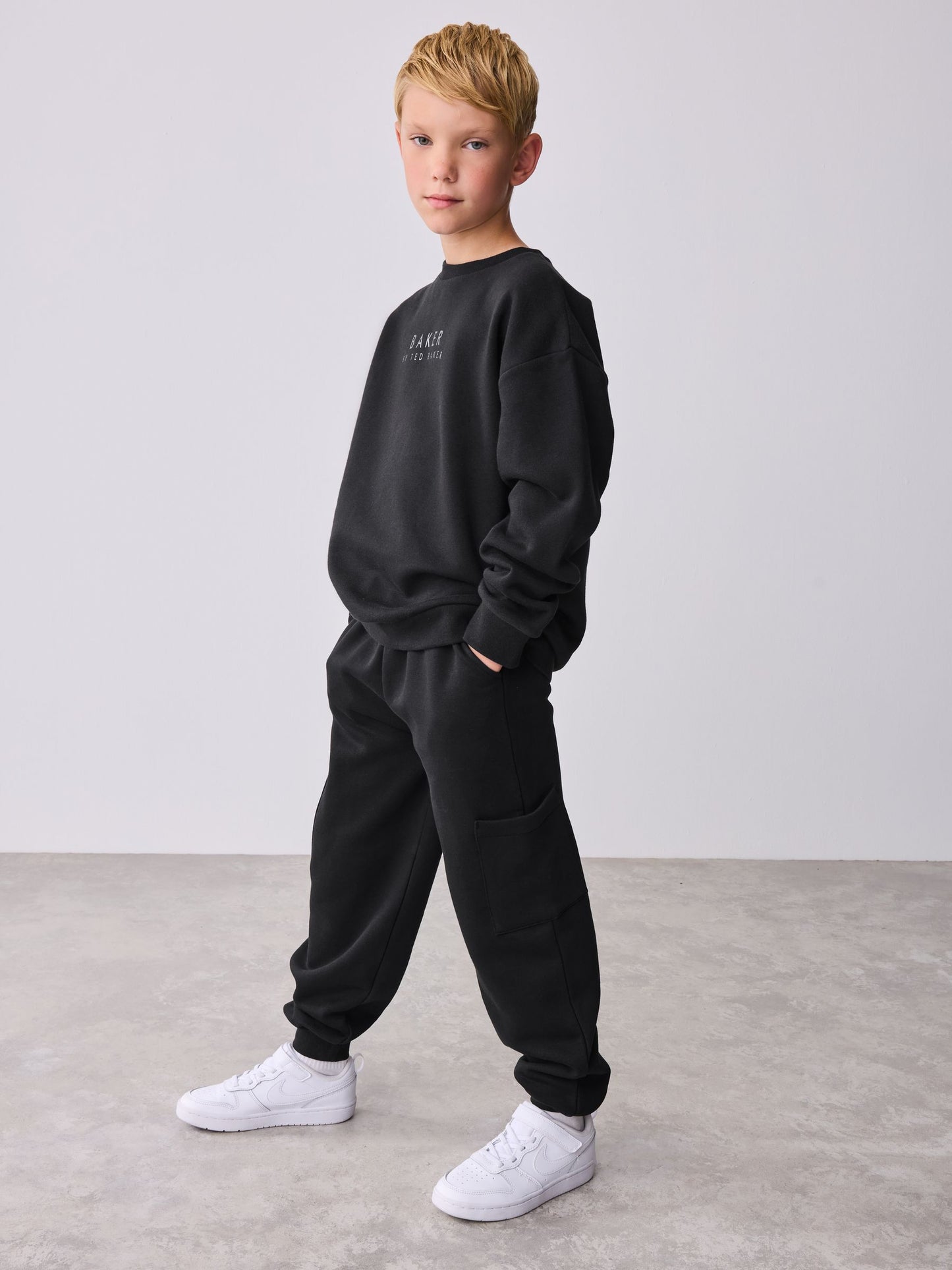 Dsiney Kidz - Baker by Ted Baker Black Oversized Graphic Sweatshirt and Joggers Set image 1