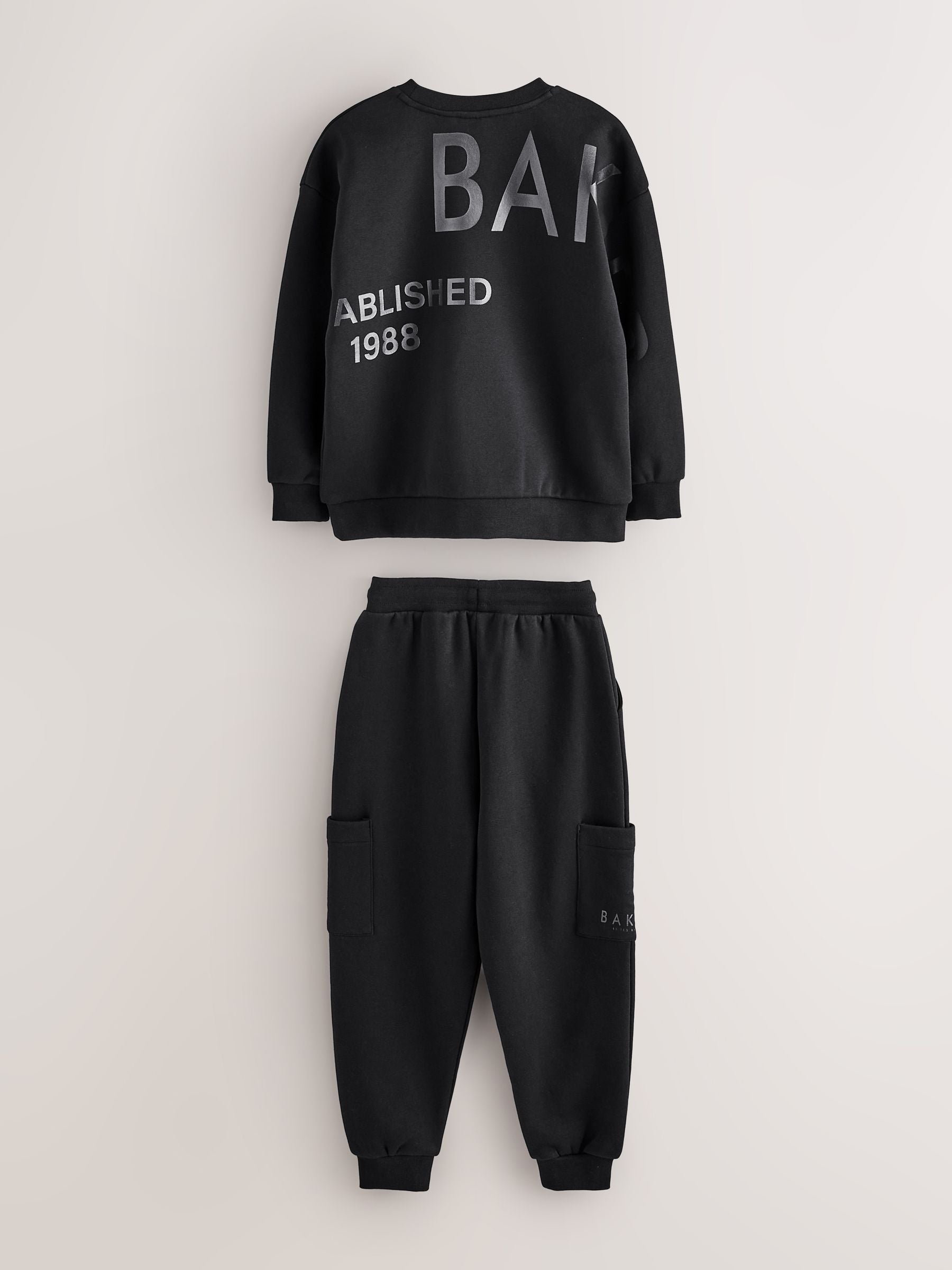 Dsiney Kidz - Baker by Ted Baker Black Oversized Graphic Sweatshirt and Joggers Set image 10