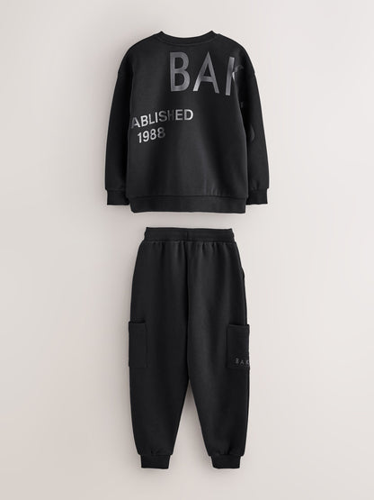 Dsiney Kidz - Baker by Ted Baker Black Oversized Graphic Sweatshirt and Joggers Set image 10