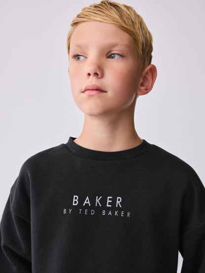 Dsiney Kidz - Baker by Ted Baker Black Oversized Graphic Sweatshirt and Joggers Set image 4