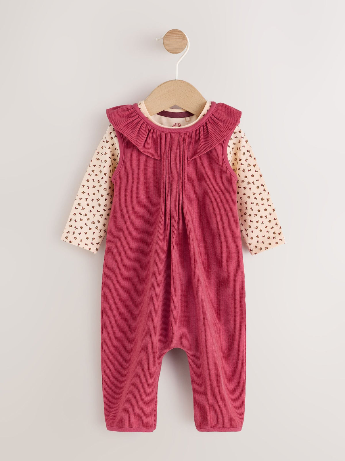 Red Corduroy Baby Long Sleeve Bodysuit And Dungarees Set 2 Piece (0mths-2yrs) - image 1