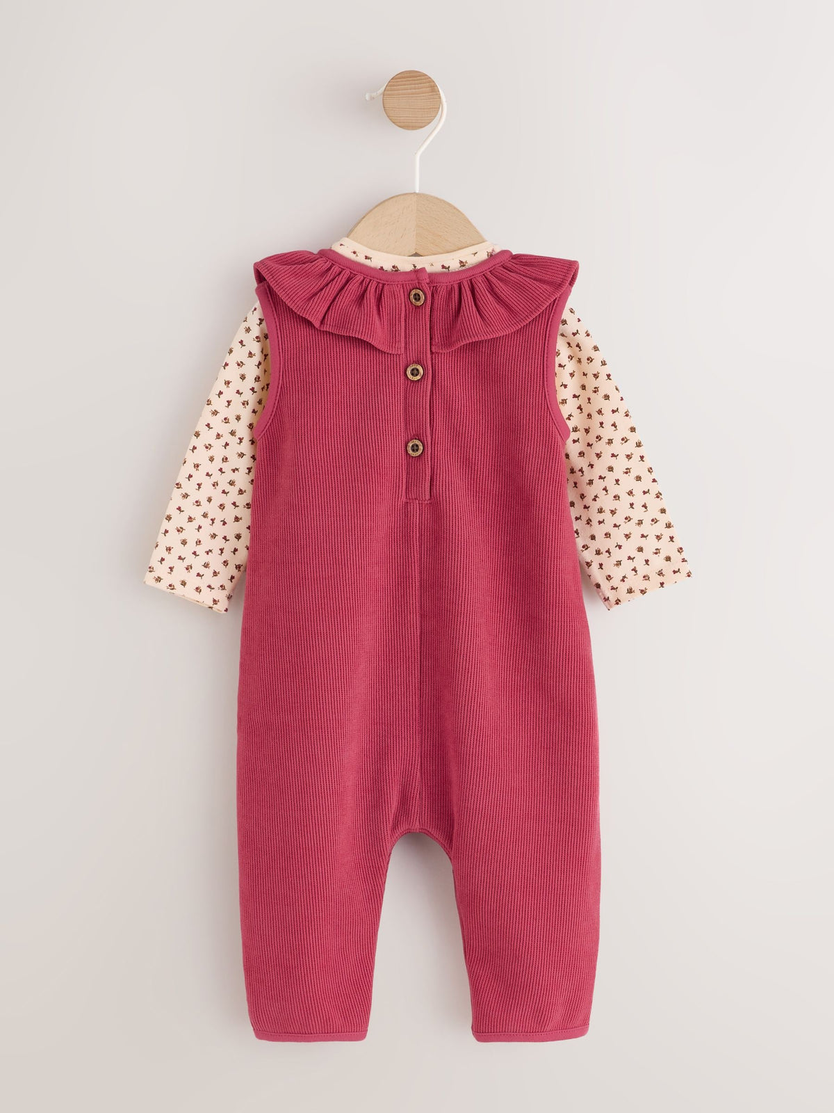 Red Corduroy Baby Long Sleeve Bodysuit And Dungarees Set 2 Piece (0mths-2yrs) - image 3