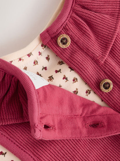 Red Corduroy Baby Long Sleeve Bodysuit And Dungarees Set 2 Piece (0mths-2yrs) - image 4