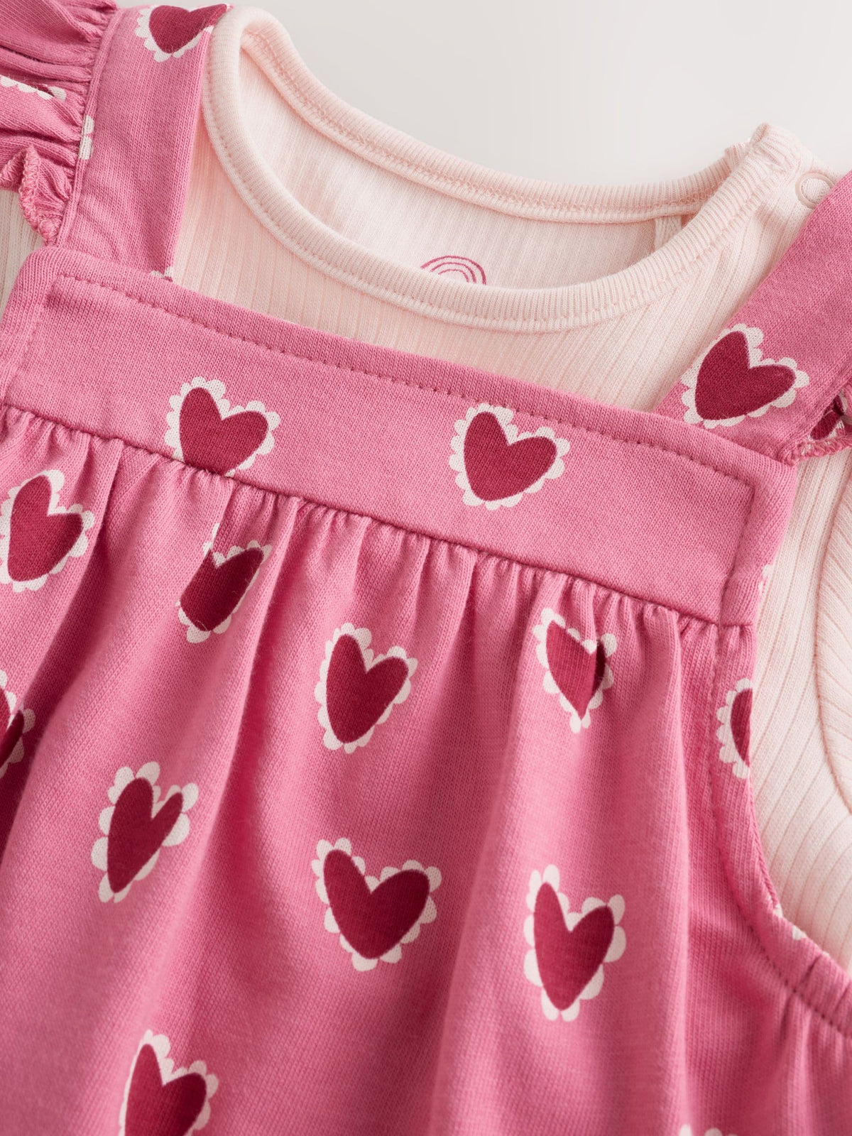 Pink Heart Printed Baby Jersey Dungarees and Bodysuit Set 2 Piece (0mths-2yrs) - image 4