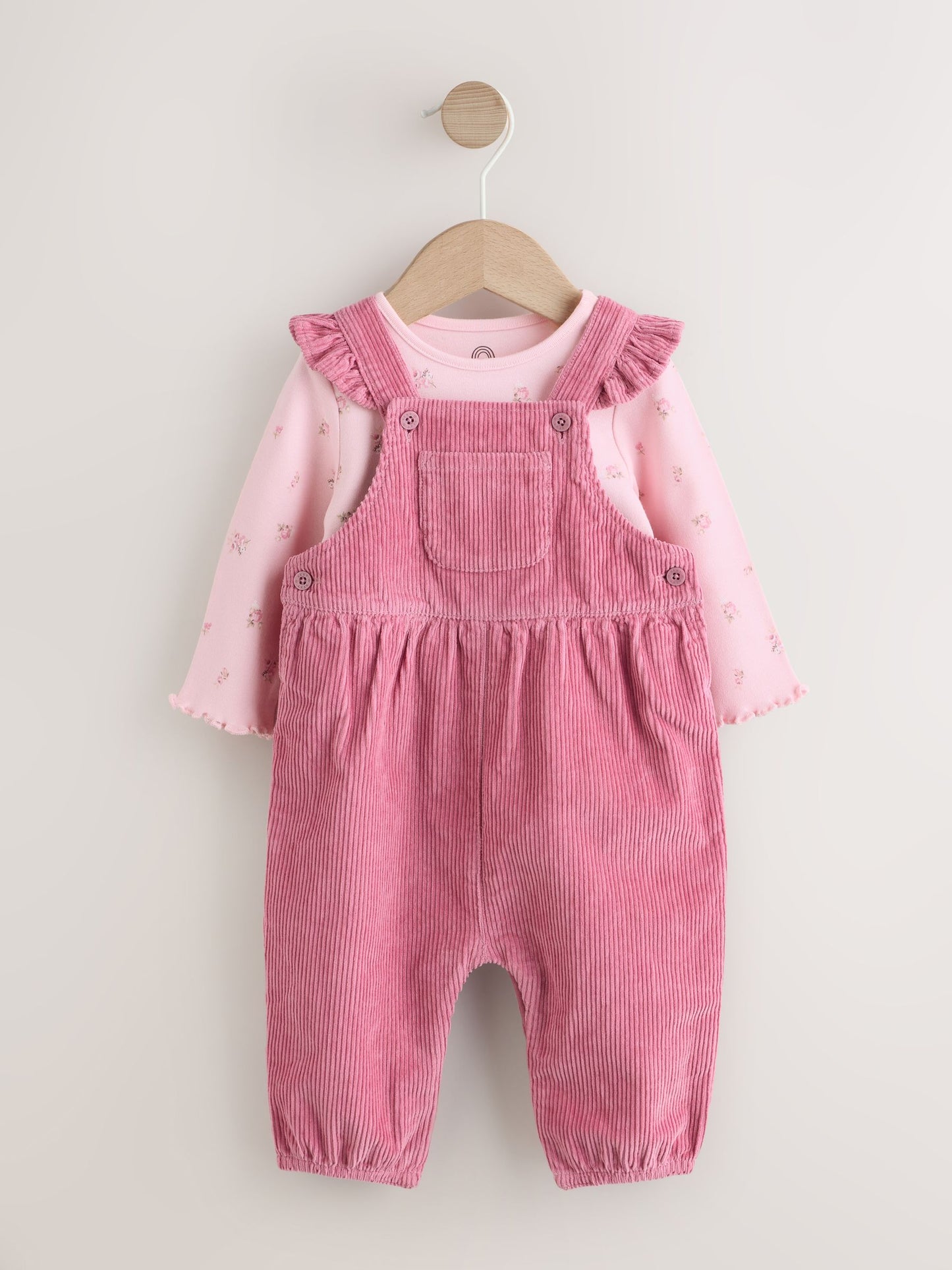 Pink Cord Dungaree and Bodysuit Baby Set 2 Piece (0mths-2yrs) image 1