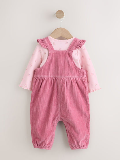 Pink Cord Dungaree and Bodysuit Baby Set 2 Piece (0mths-2yrs) image 3