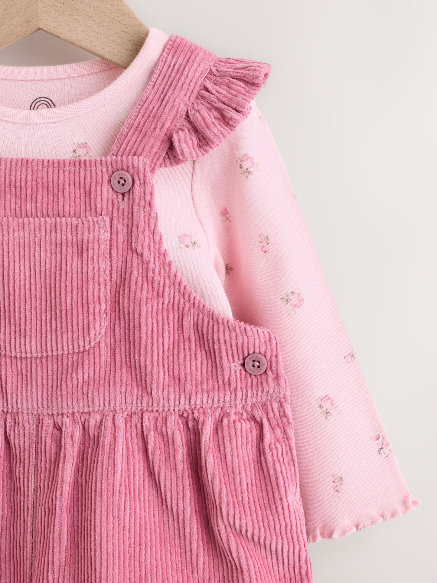 Pink Cord Dungaree and Bodysuit Baby Set 2 Piece (0mths-2yrs) image 4