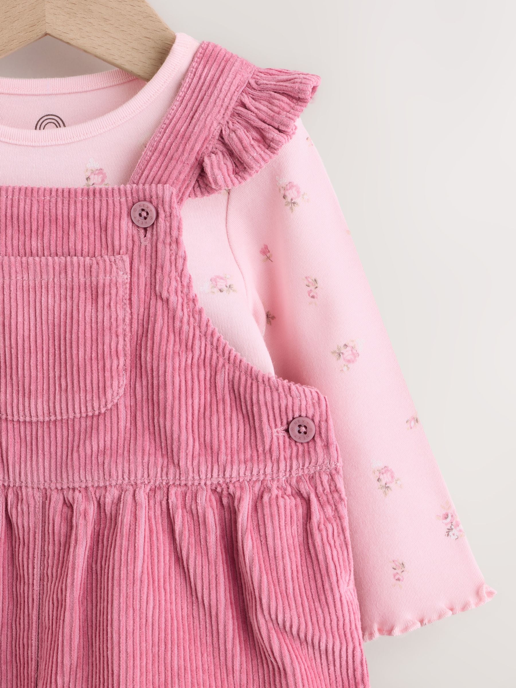 Pink Cord Dungaree and Bodysuit Baby Set 2 Piece (0mths-2yrs) image 4