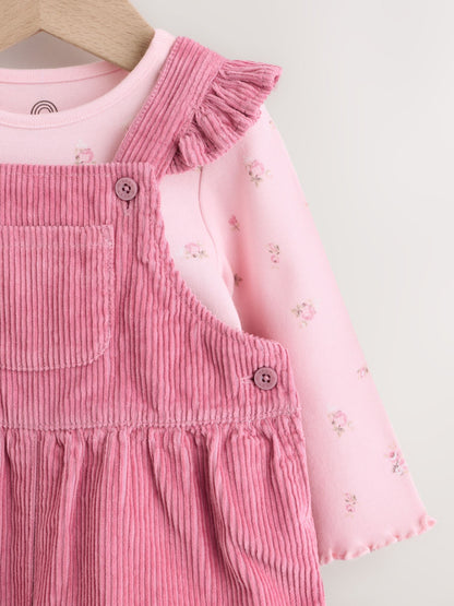 Pink Cord Dungaree and Bodysuit Baby Set 2 Piece (0mths-2yrs) image 4