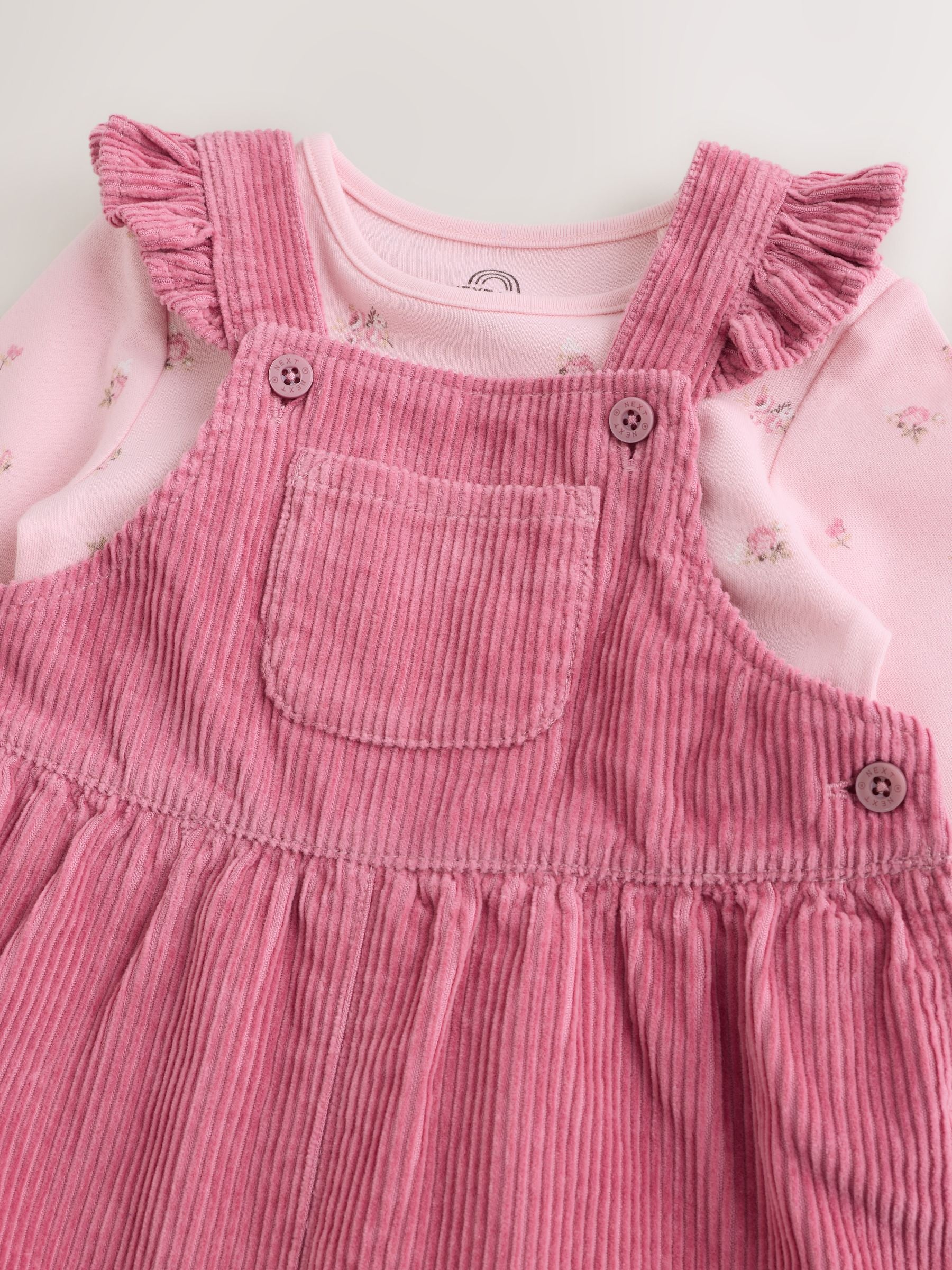 Pink Cord Dungaree and Bodysuit Baby Set 2 Piece (0mths-2yrs) image 5
