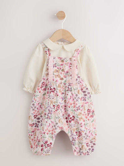 Pink Bunny Cord Baby Dungaree 2 Piece Set (0mths-2yrs) image 1