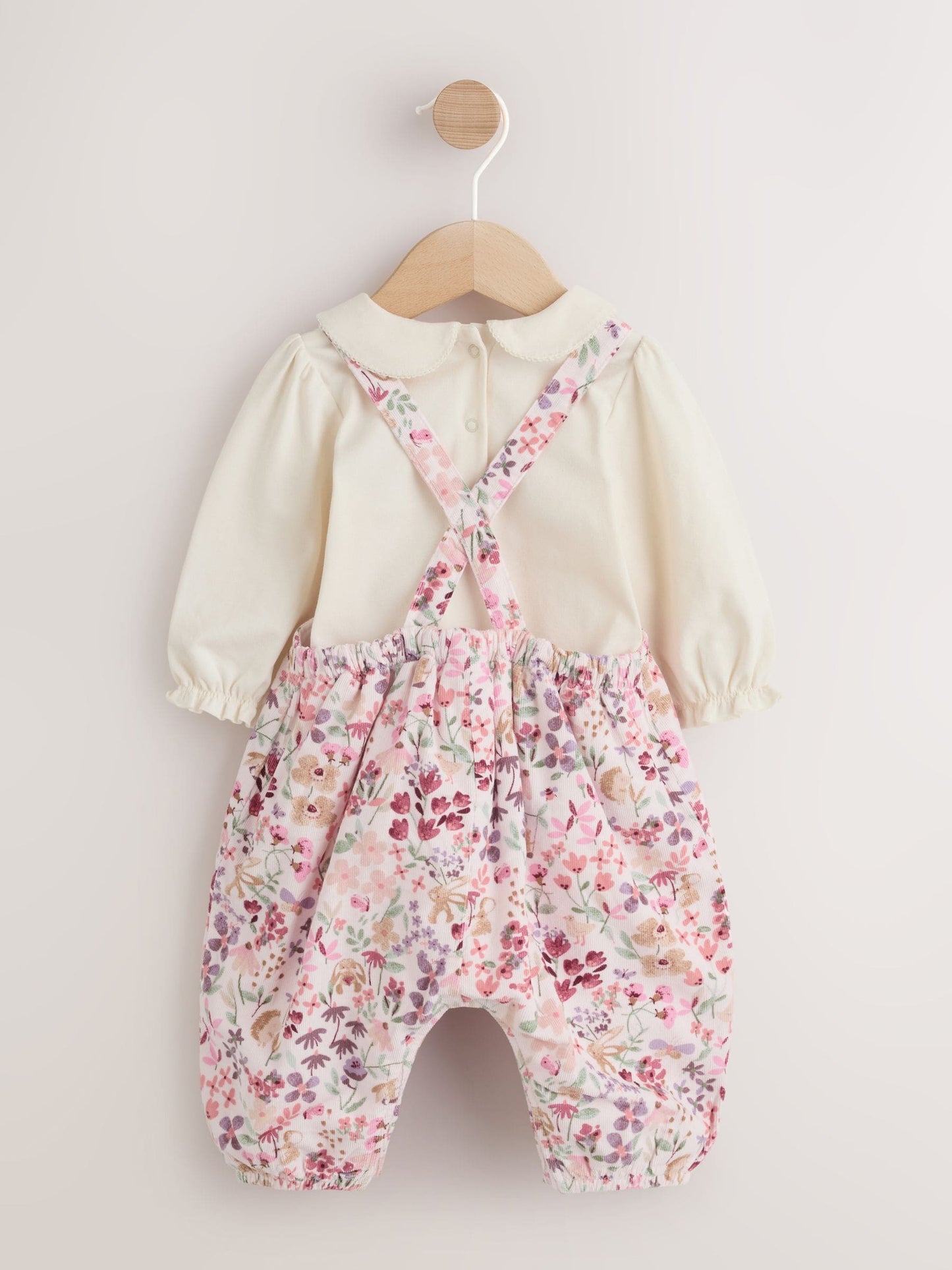 Pink Bunny Cord Baby Dungaree 2 Piece Set (0mths-2yrs) image 3