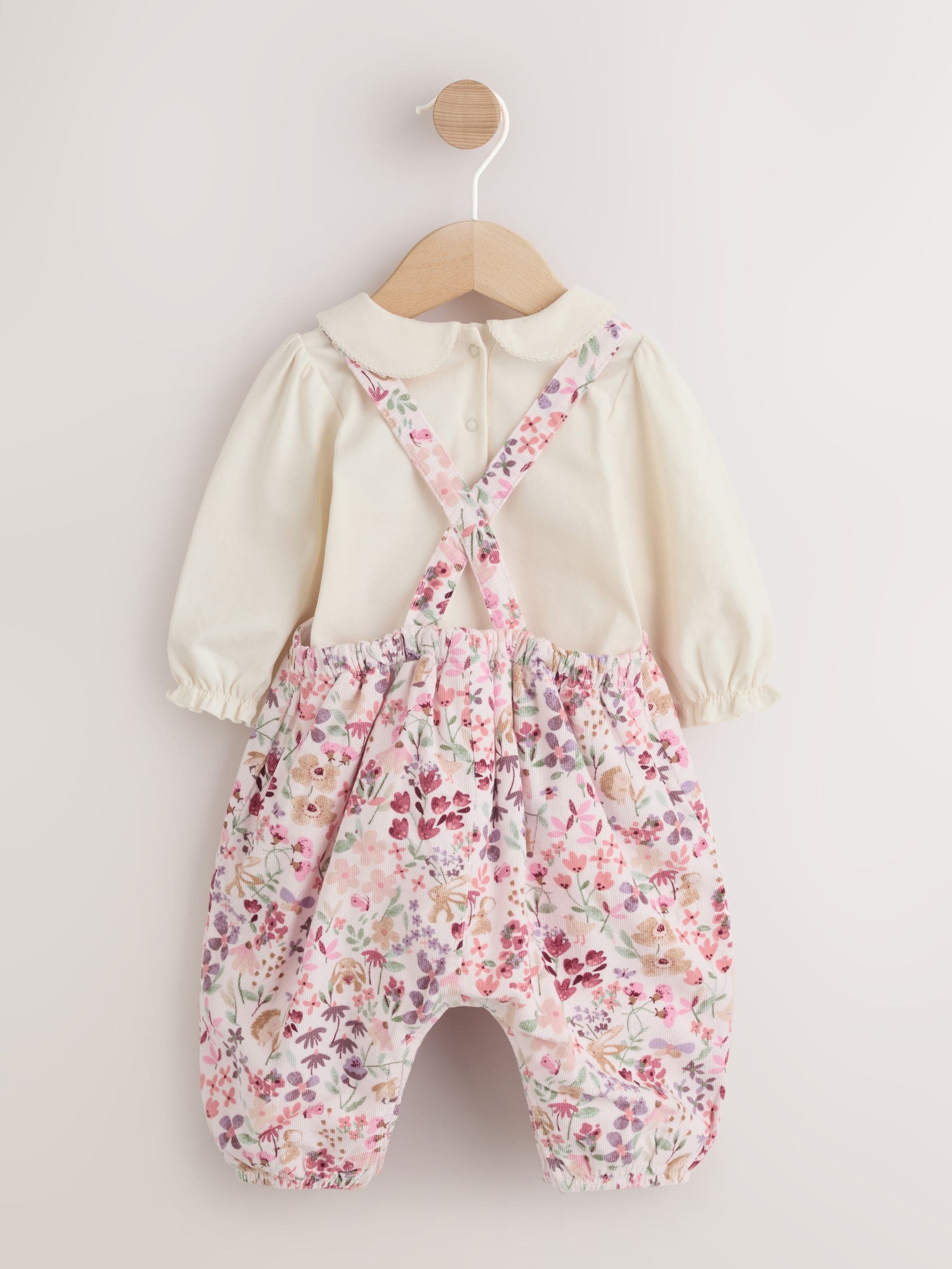 Pink Bunny Cord Baby Dungaree 2 Piece Set (0mths-2yrs) image 3