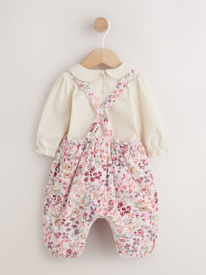 Pink Bunny Cord Baby Dungaree 2 Piece Set (0mths-2yrs) image 3