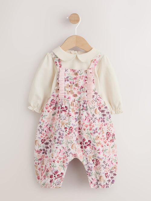 Pink Bunny Cord Baby Dungaree 2 Piece Set (0mths-2yrs) image 1