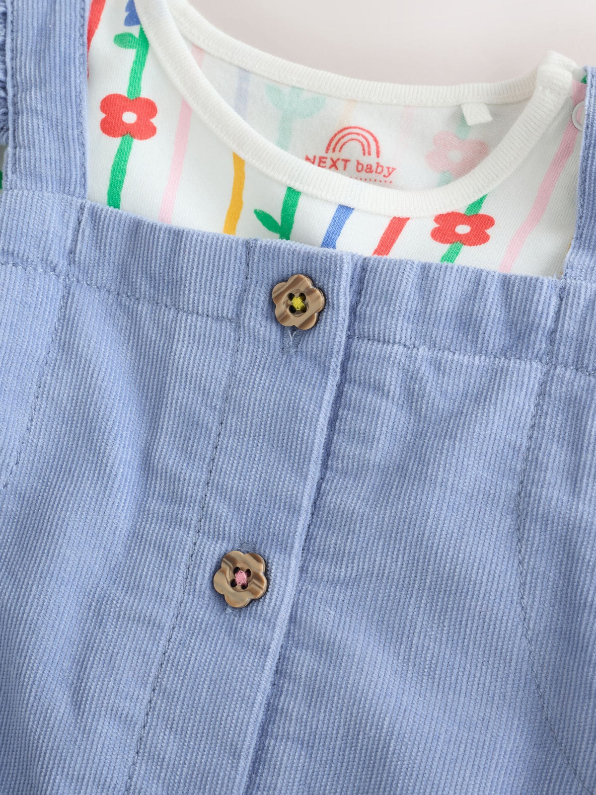Blue Cord Embroidered Dungaree and Bodysuit Baby 2 Piece Set (0mths-2yrs) - image 4