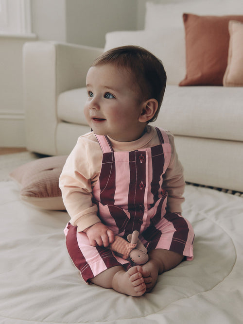 Pink Baby Long Sleeve Bodysuit And Woven Dungaree 2 Piece Set (0mths-2yrs) image 1