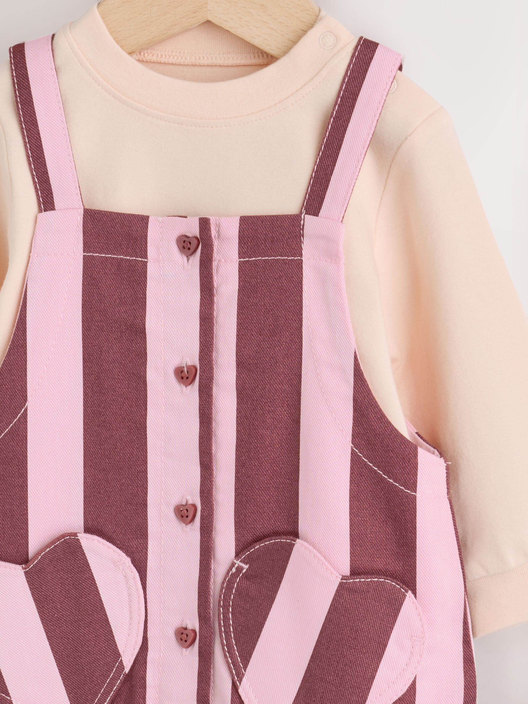 Pink Baby Long Sleeve Bodysuit And Woven Dungaree 2 Piece Set (0mths-2yrs) image 6