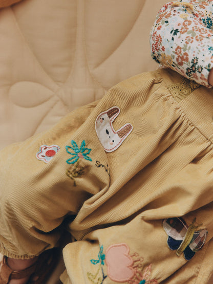 Sage Green Rabbit Baby Cord Dungarees And Long Sleeve Bodysuits 2 Piece Set (0mths-2yrs) image 5